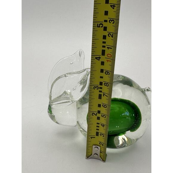 Vintage Studio Crafted Glass Rabbit Figurine Clear w/ Green Center 4" - Picture 7 of 9